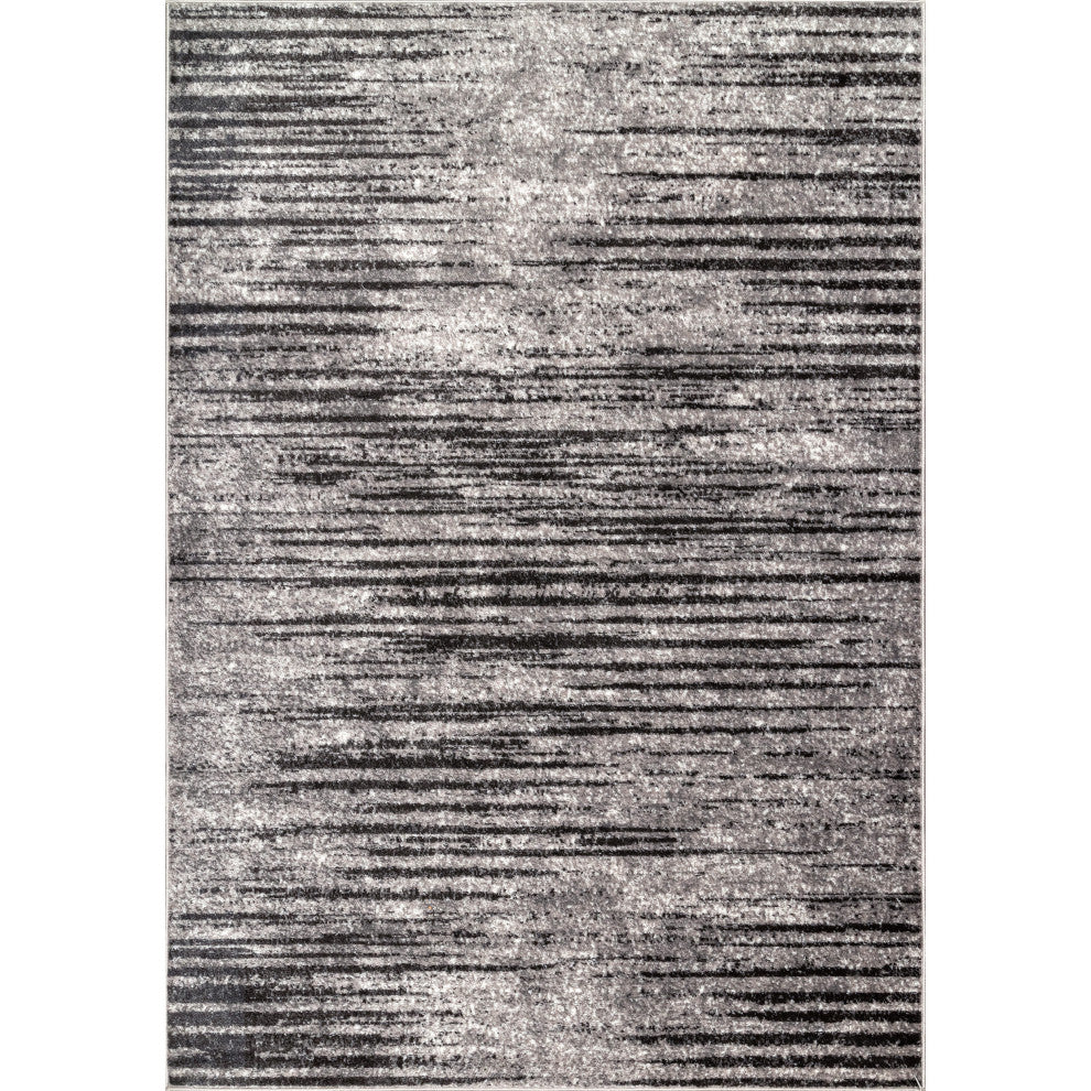 Nuloom Contemporary Faded Elsa Striped Vintage Area Rug, Grey 10'x14'