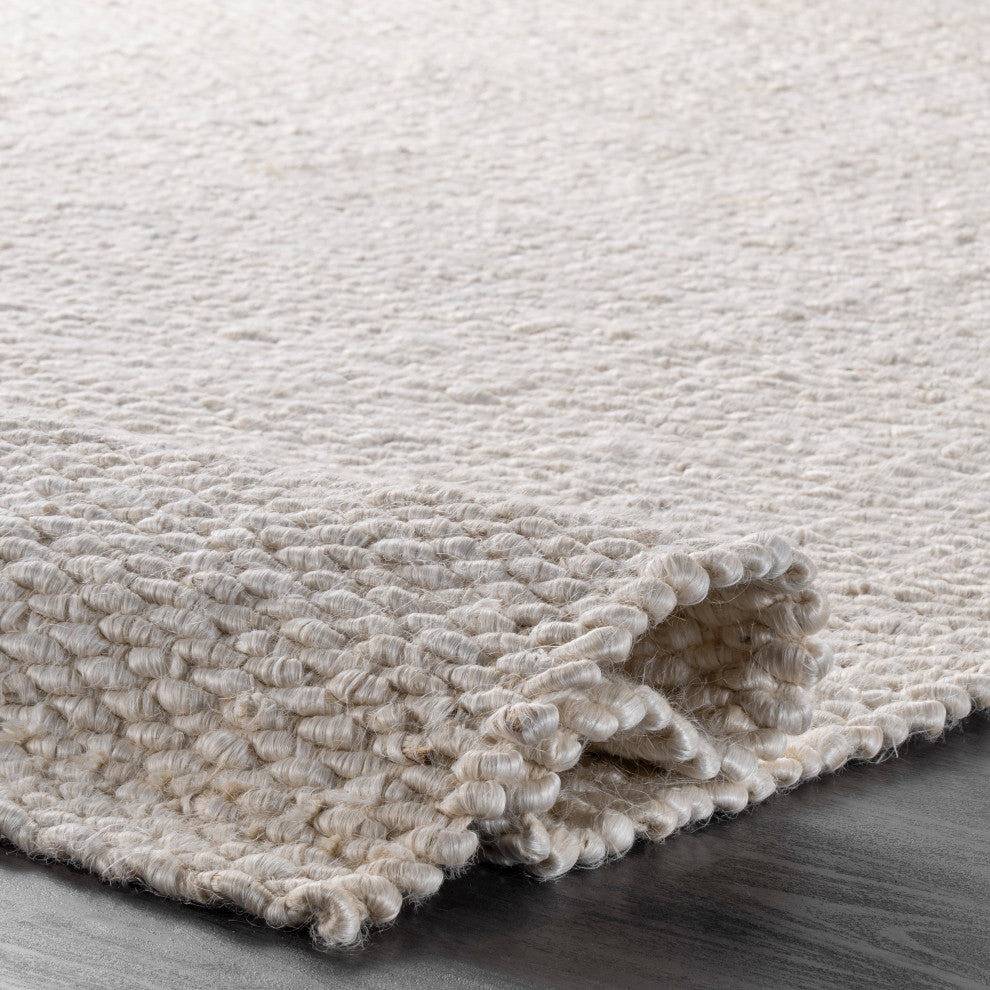 Nuloom Hand Woven Hailey Jute Rug, Off White 6'x9'