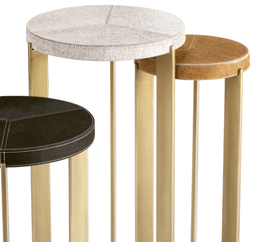 Andres Hair on Hide Mixer Table Set, Brass