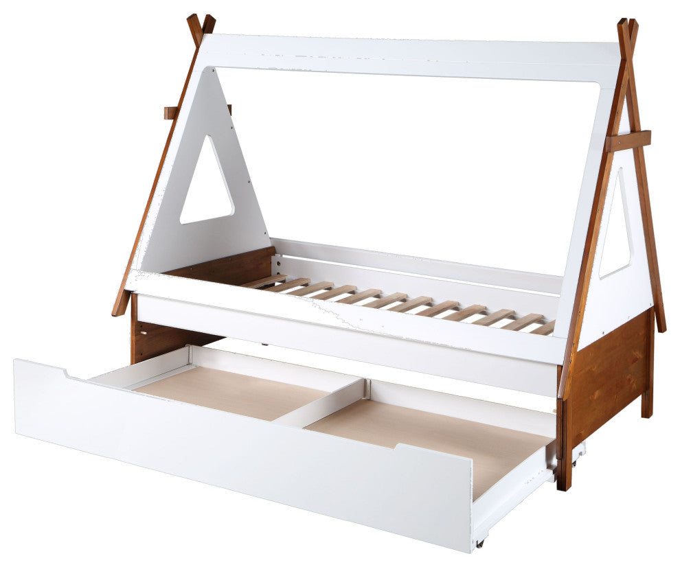Bd01287T Twin Bed, Oak & White Finish, Loreen, 1Set/2Ctn