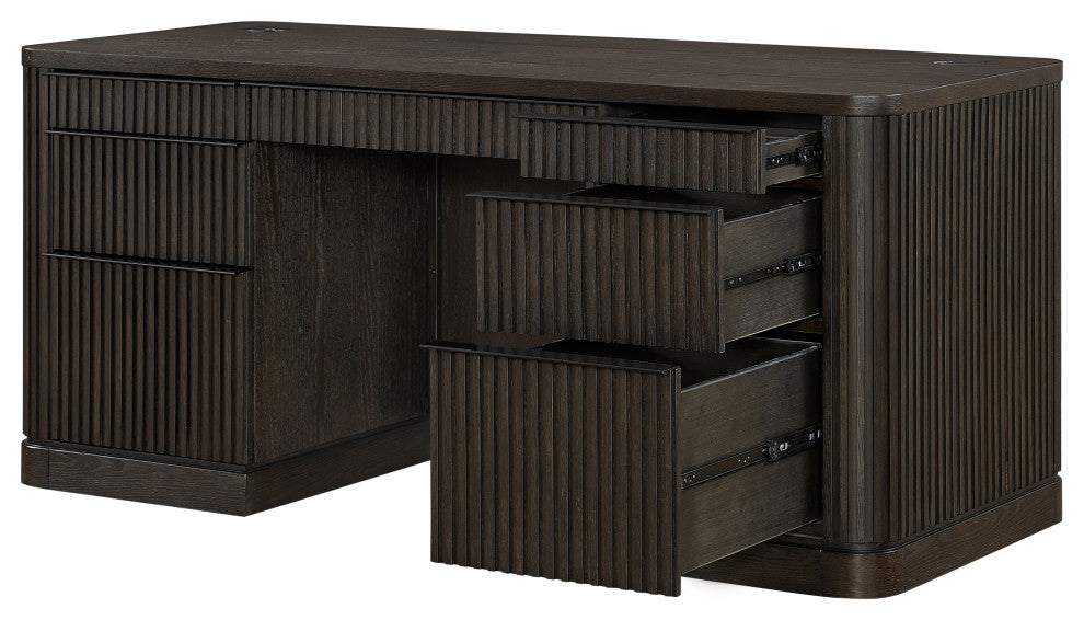 Contemporary Wood Credenza, Office Desk, Brown