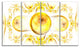 Yellow Exotic Pattern on White, Abstract Art on Canvas, 48"x28", 4 Panels
