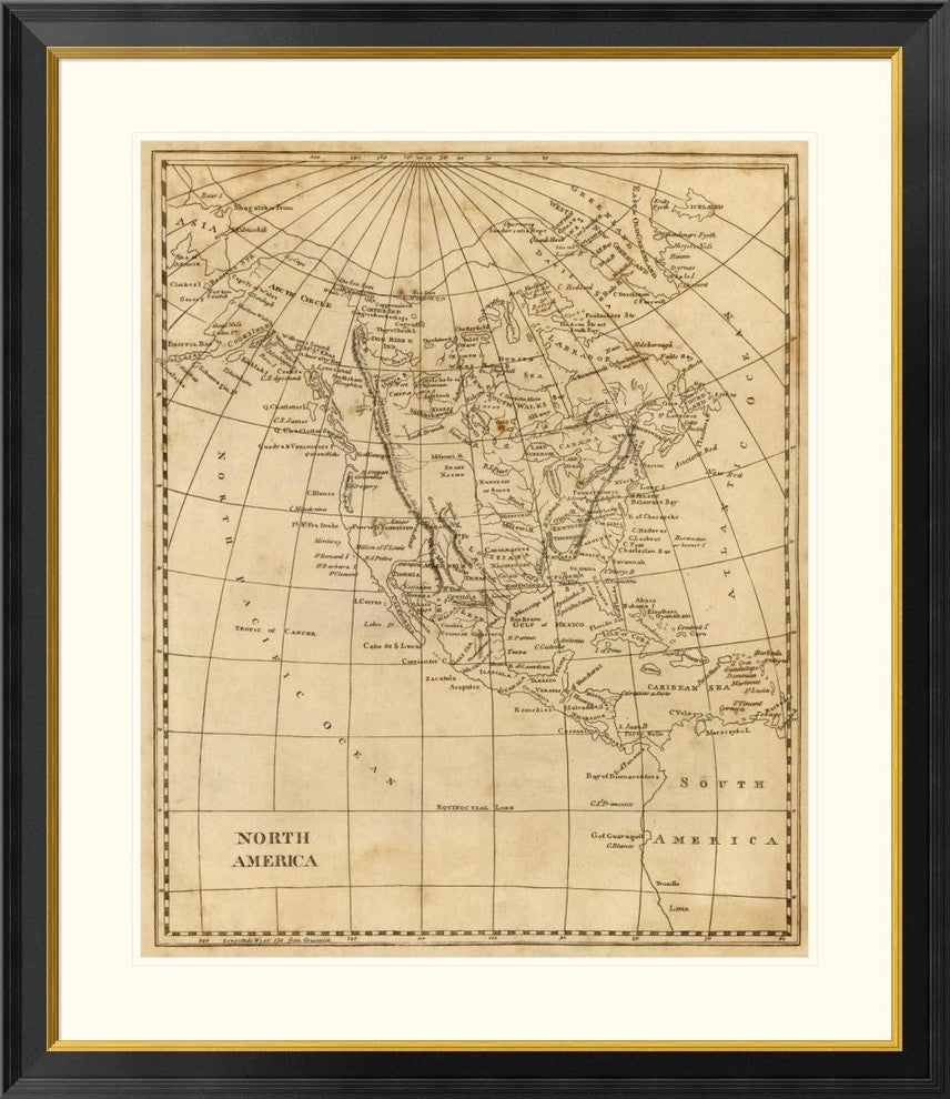 "North America, 1812" Framed Digital Print by Aaron Arrowsmith, 35x40"
