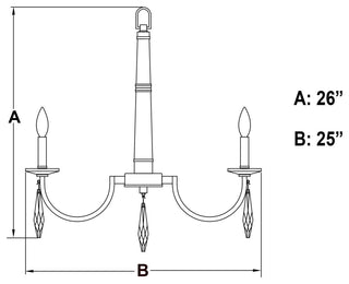 Vaxcel Lighting H0243 Hoyne 5 Light 25"W Crystal Candle Style - Polished Nickel
