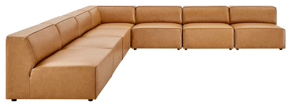 Mingle Vegan Leather 7-Piece Sectional Sofa, Tan