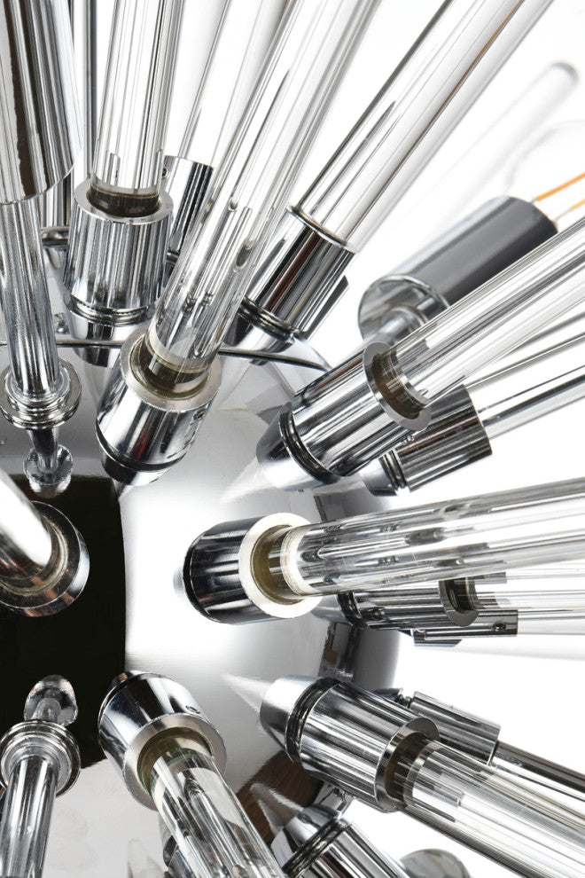 Home Living 46" Three Tiers Crystal Starburst Chandelier, Chrome