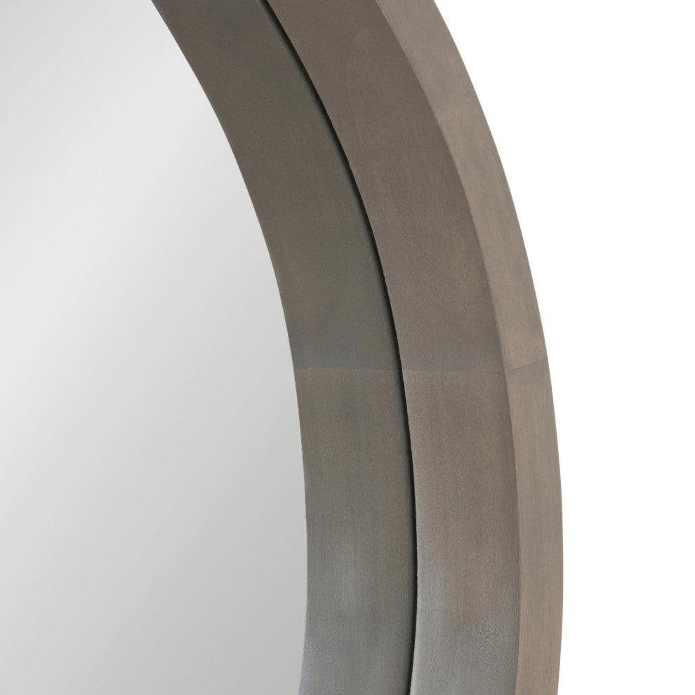 Hutton Round Wood Wall Mirror, Gray 22 Diameter