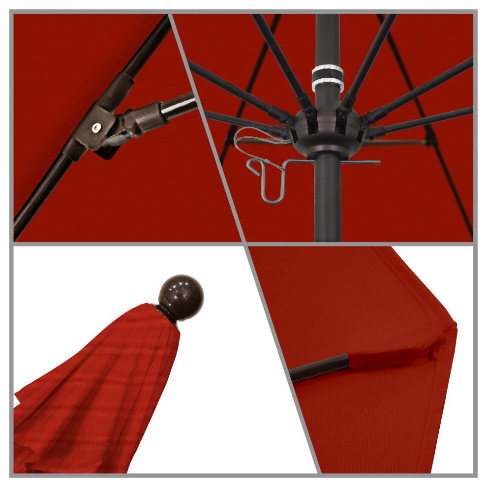 11' Fiberglass Umbrella Bronze, Olefin, Red, 11'