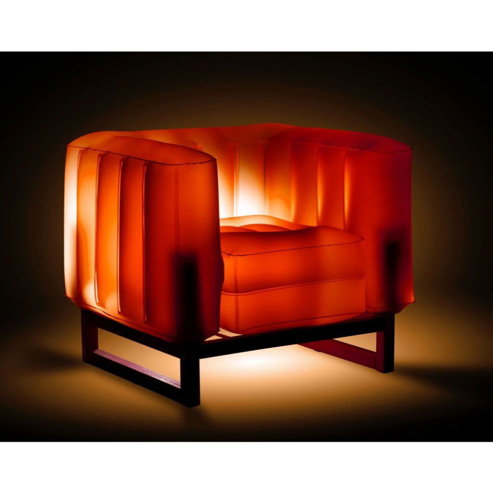 Mojow Eko Yomi Armchair Wood Frame Mattress Translucent with Lighting, Orange