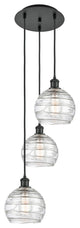 Athens Multi-Pendant, Matte Black, Clear Deco Swirl