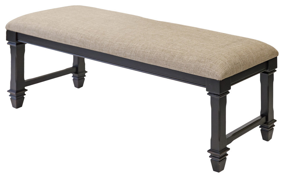 Traditional Wood Dining Table Bench, Kitchen Seat, Black