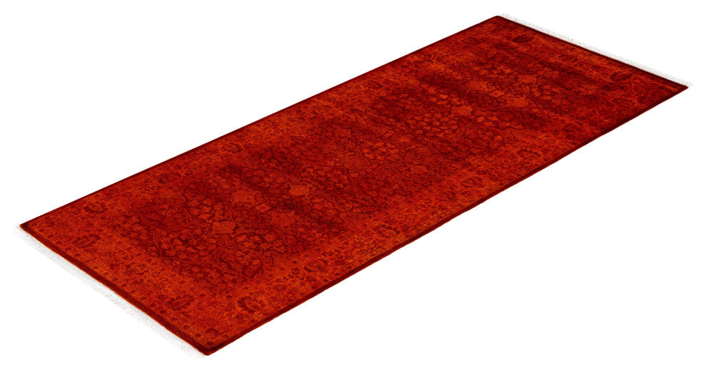 Overdyed One-of-a-Kind Hand-Knotted Area Rug Orange, 3' 0" x 7' 6"