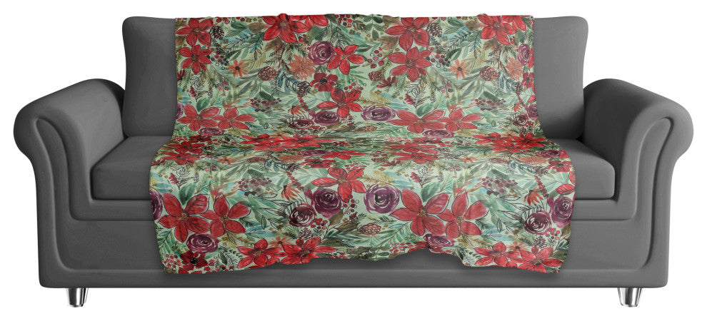 Holiday Blooms Pattern 50x60 Sherpa Fleece Blanket