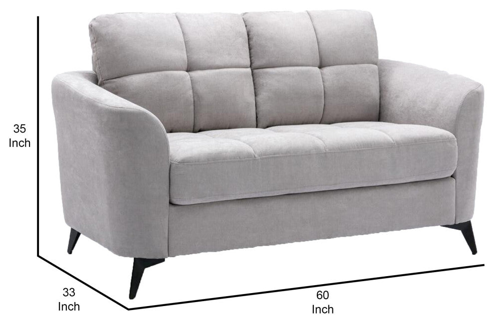 Benzara BM287964 Odin 60" Modern Loveseat, Tufted Cushions, Light Gray