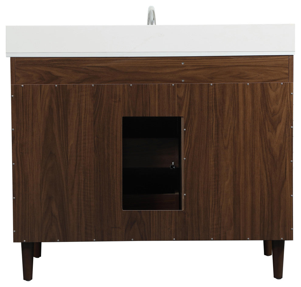 Home Living Modern Natural Oak-Light Bathroom Vanity, Walnut, 42"