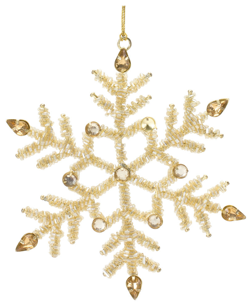 Jeweled Metal Snowflake Ornament, Set of 12