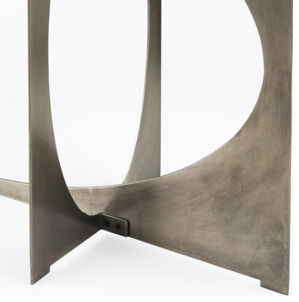 Reinhold IV Black Marble Top Iron Console Table