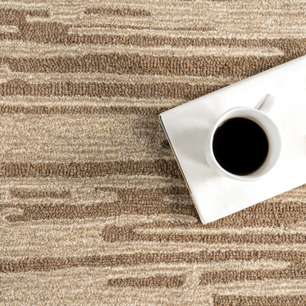 Barun Wool Area Rug, Beige 9'x12'