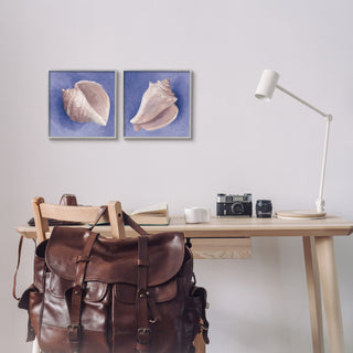 Simple Classic Seashell Conch Still Life Painting, 2pc, each 12 x 12