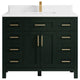 Cambridge 42 Single Sink Bath Vanity in Dark Forest Green 1.5" White Quartz