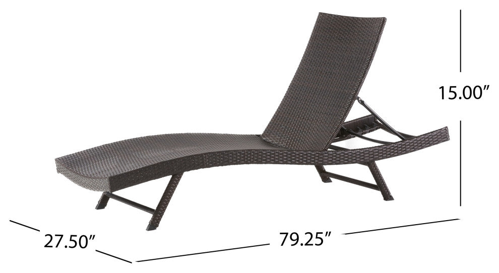GDF Studio 3-Piece Hawthorne Wicker Chaise Lounge Set, Multibrown