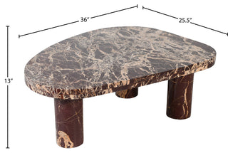 Messina Marble Coffee Table, Burgundy