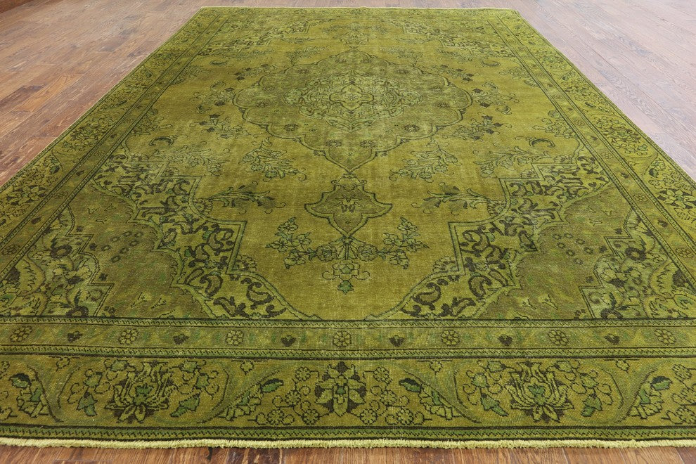Floral Overdyed Hand Knotted Oriental Area Rug 8'x12', W2065