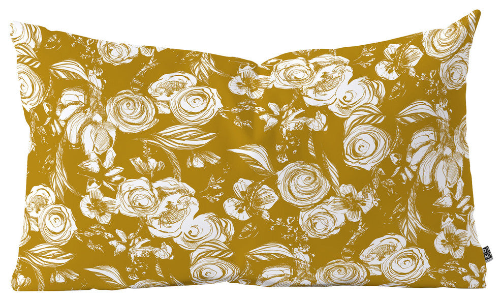 Pattern State Floral Sketch Ginger Oblong Throw Pillow