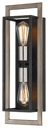 Black/Wood Tone Dimmable Rustic Farmhouse Wall Sconce, 20.1" H