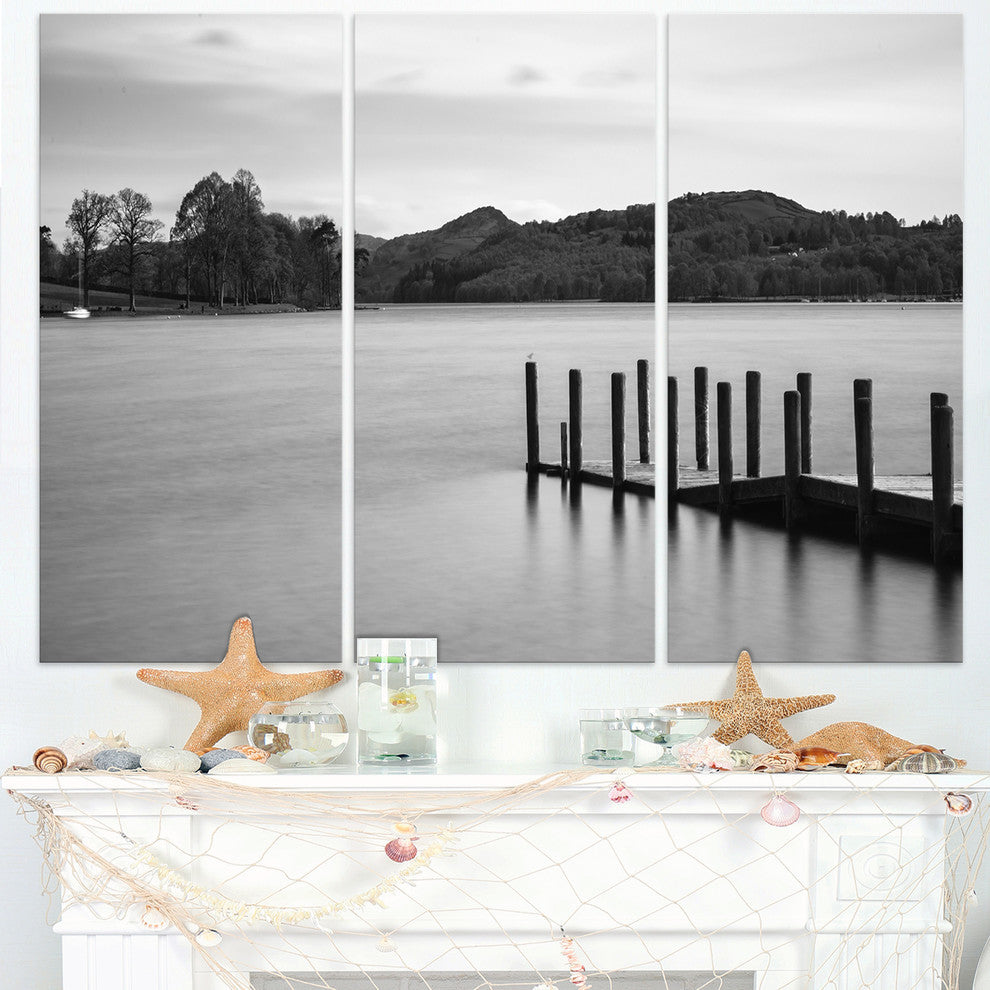 "Pier Over Coniston Water Panorama" Metal Wall Art, 3 Panels, 36"x28"