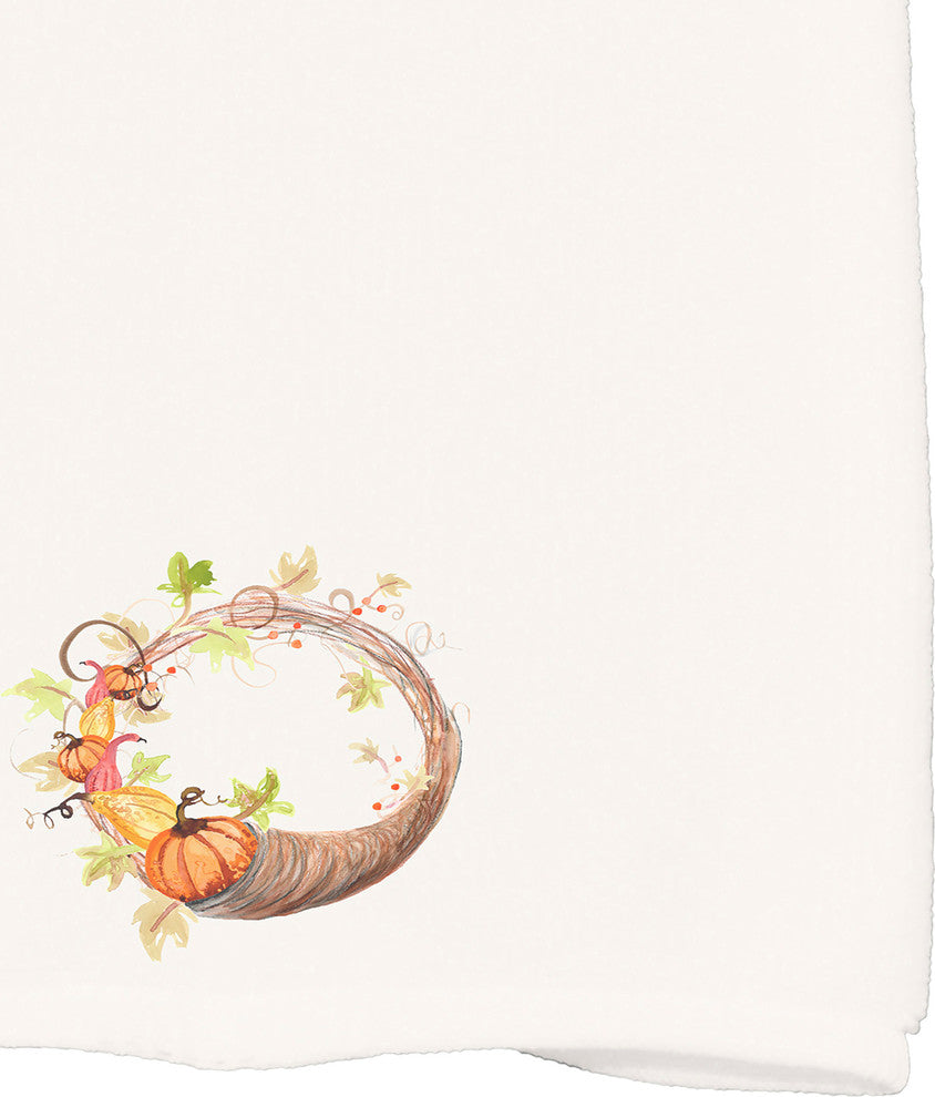 Cornicopia Wreath 18"x30" Cream Fall Print Hand Towel
