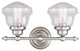 Huntley 2 Light Vanity Satin Nickel With Clear Seeded Glass