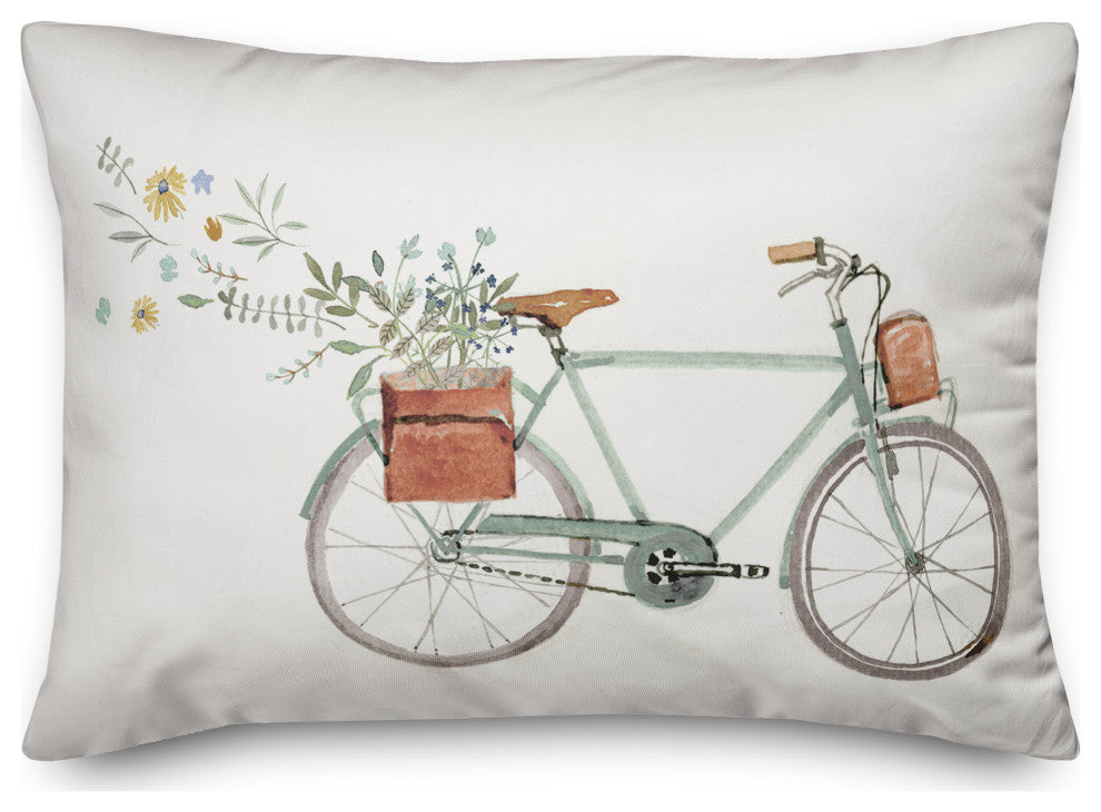 Simple Floral Bike 14x20 Spun Poly Pillow