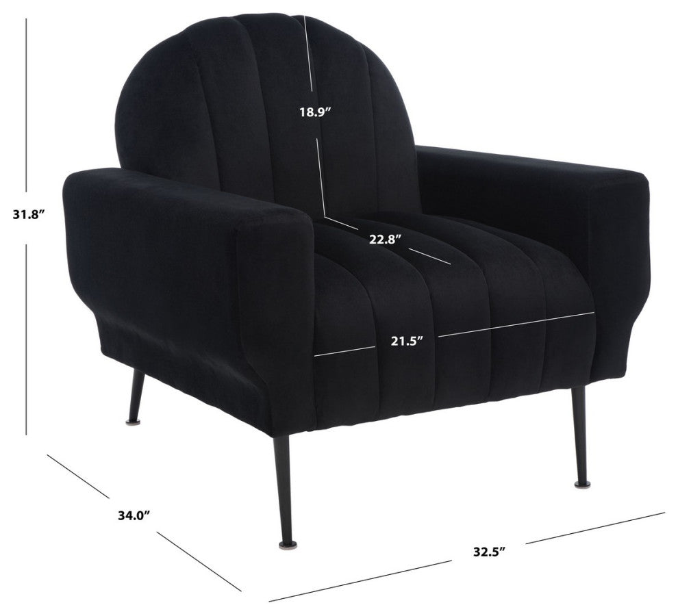 Safavieh Couture Josh Channel Tufted Accent Chair, Black