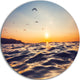 Orange Tinged Sea Waters At Sunrise, Beach Disc Metal Wall Art, 23"