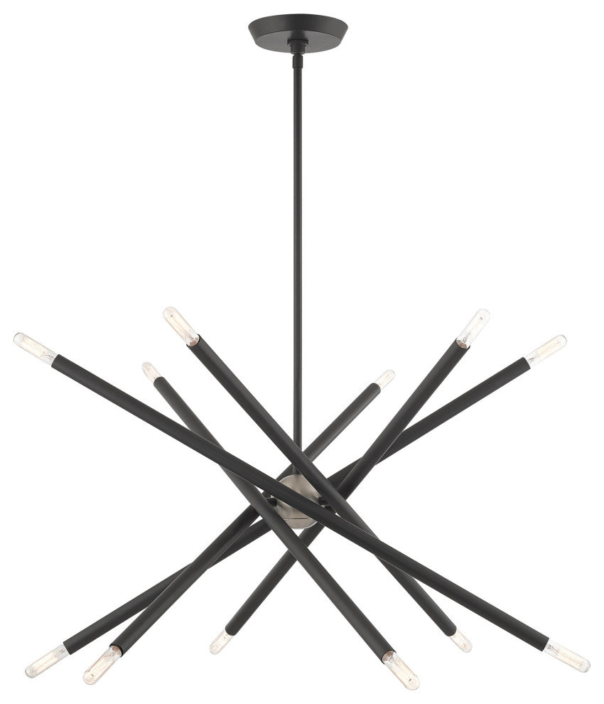 Livex Lighting Soho 12 Light Scandinavian Gray, Brushed Nickel Chandelier