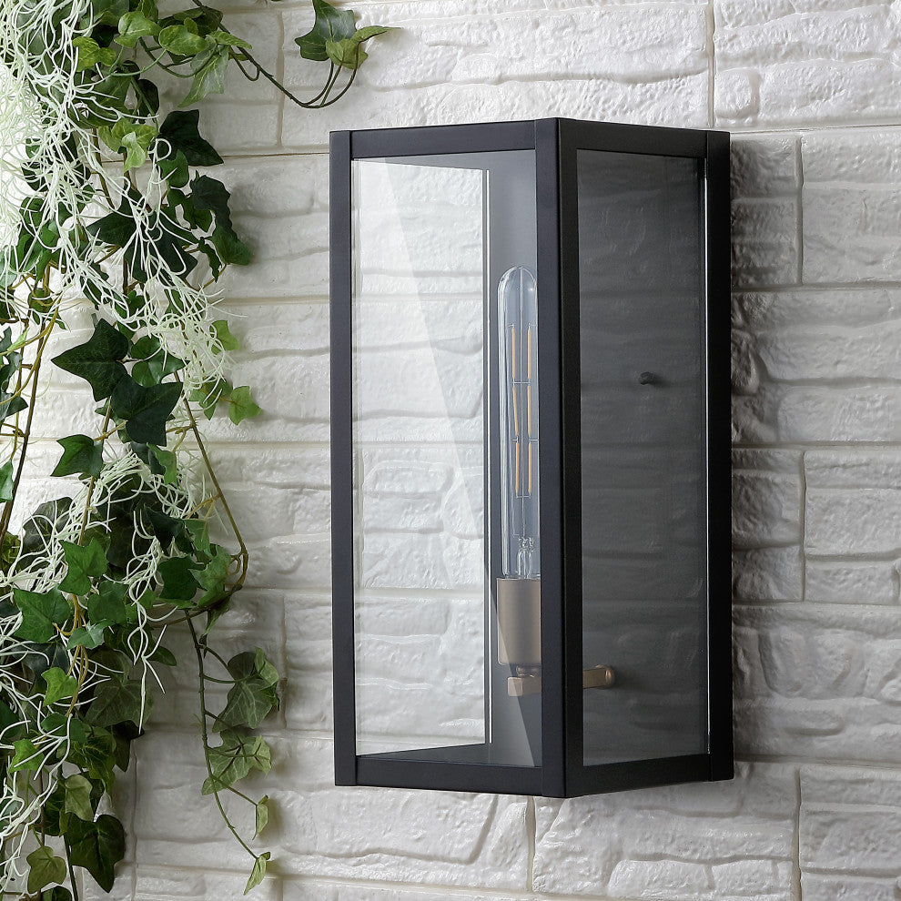 Berlin 7" 1-Light Iron/Glass Modern Industrial LED Outdoor Lantern, Black