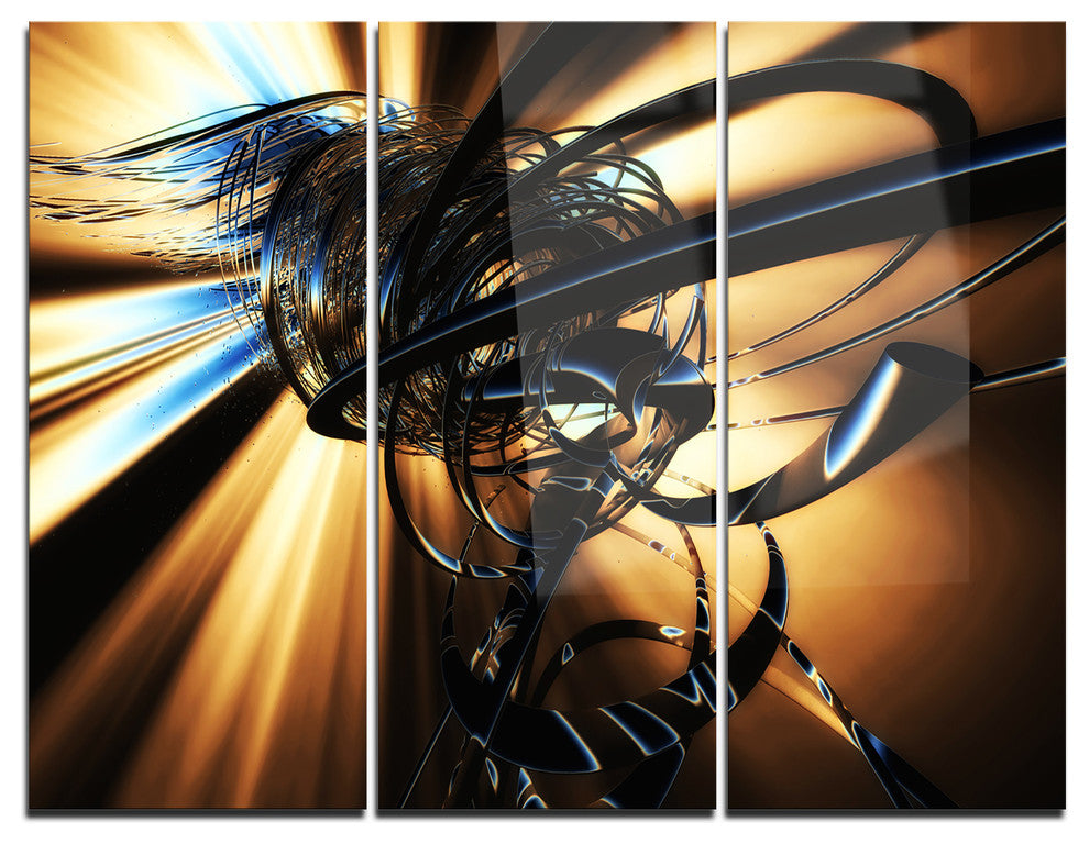 "Fractal 3-D Dark Brown Tangle" Metal Wall Art, 3 Panels, 36"x28"