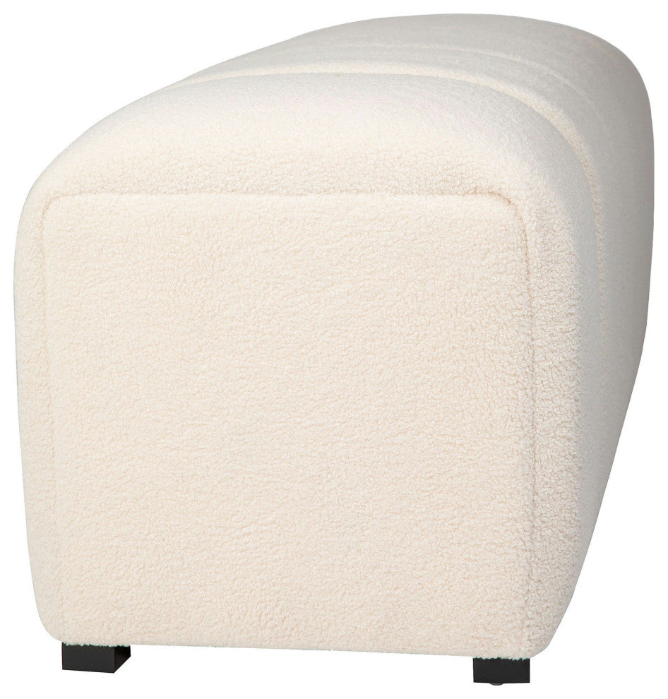 Tess Contemporary Modern Ivory Boucle Upholstered Plush Bench
