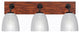 Oxbridge 3-Light Bath Bar, Matte Black & Painted Wood-look Metal/Clear Ribbed