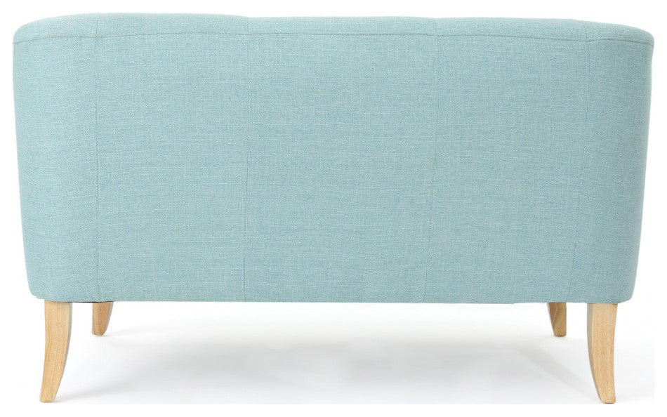 GDF Studio Shelby Mid Century Modern Fabric Loveseat, Light Blue
