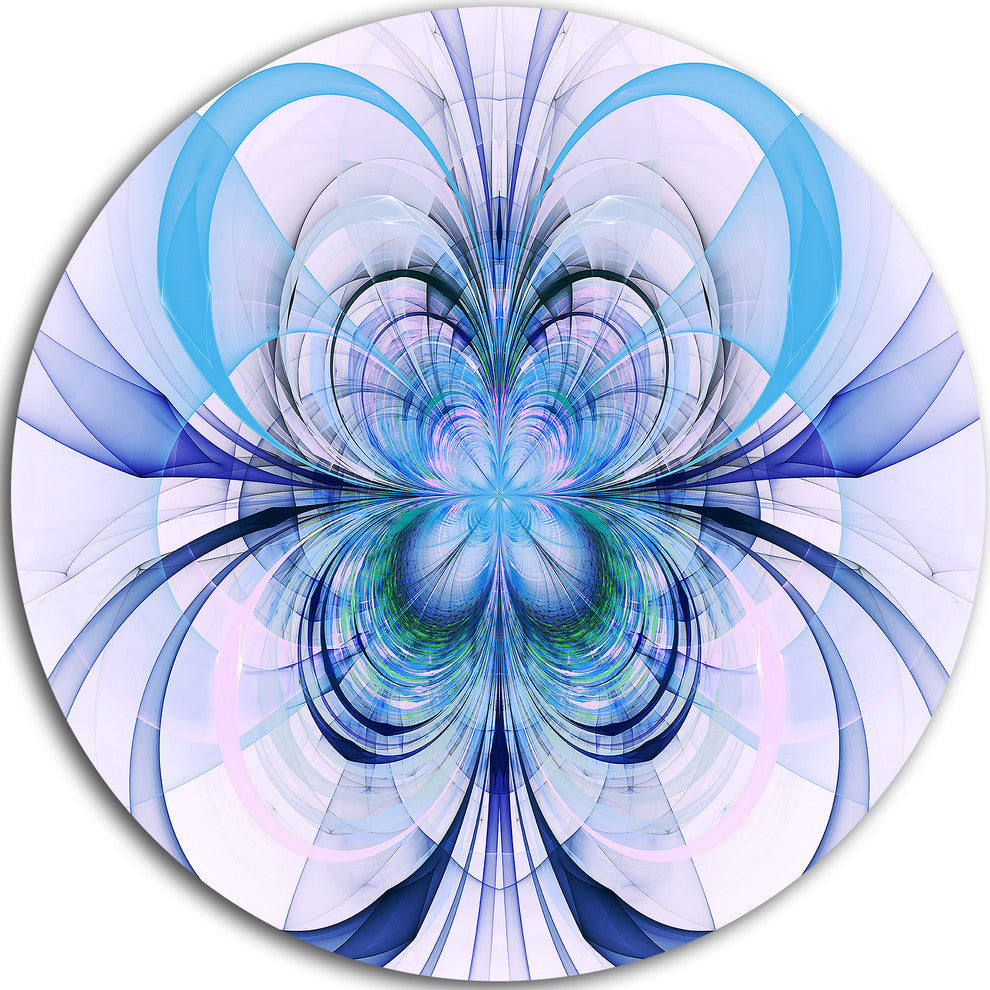 Turquoise Fractal Flower Pattern, Floral Disc Metal Artwork, 23"