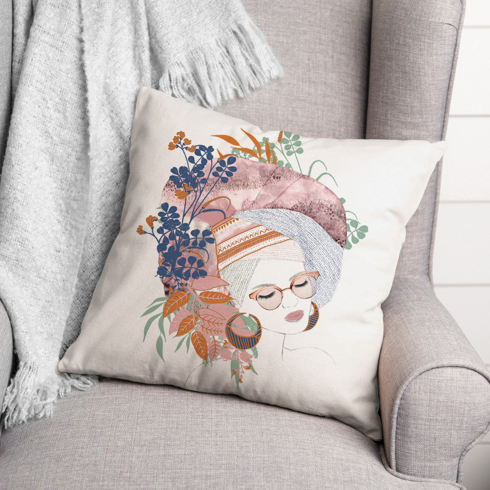 Summer Chic Sketch 18x18 Spun Poly Pillow