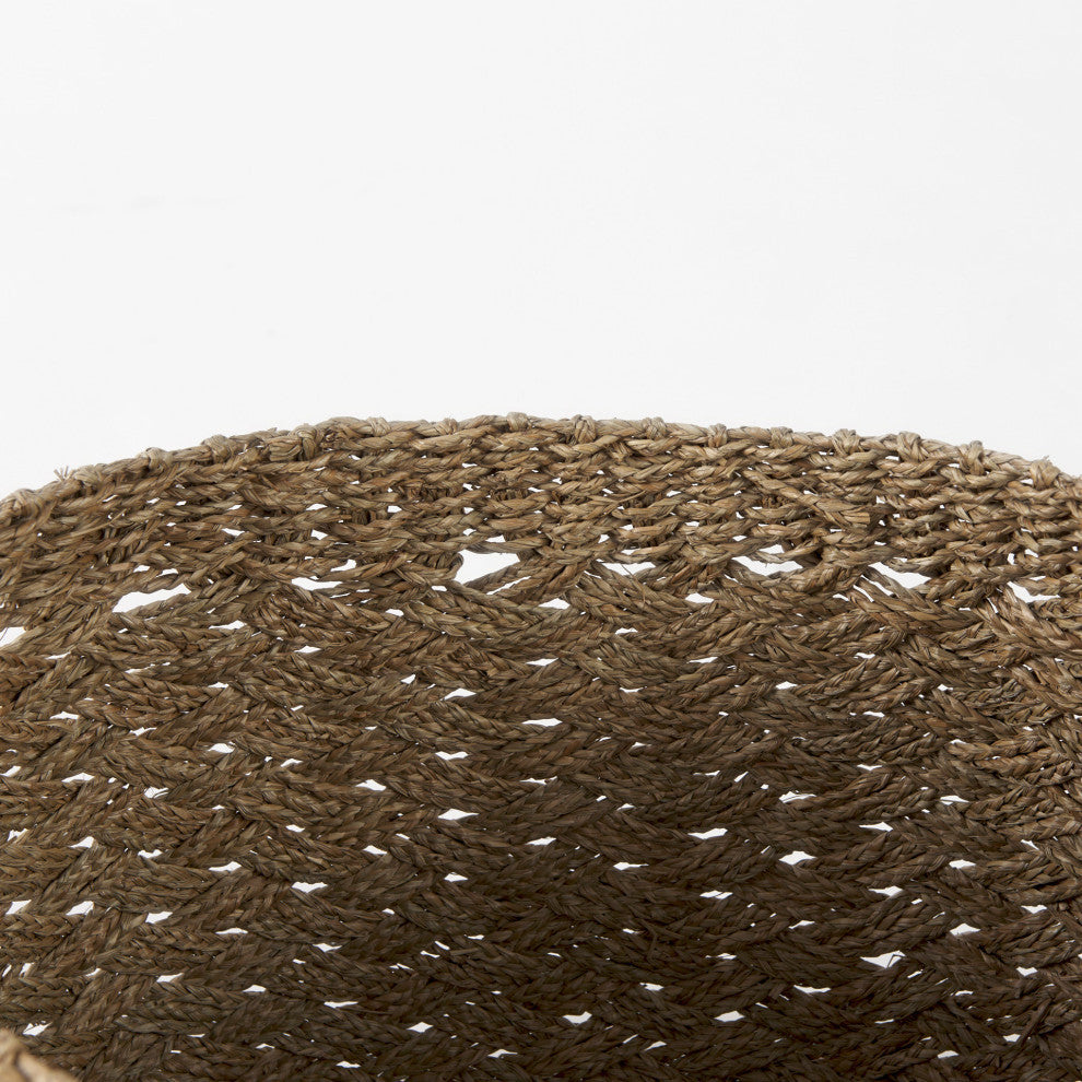 Jarek Medium Brown Seagrass Cross Weave Round Baskets, 3-Piece Set