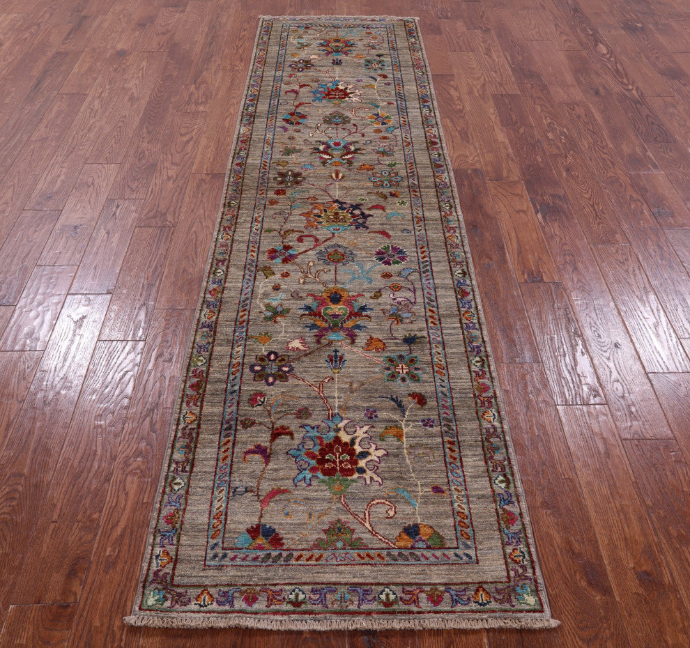 Persian Tabriz Hand Knotted Wool Runner Rug 2' 7" X 9' 10" - Q12168