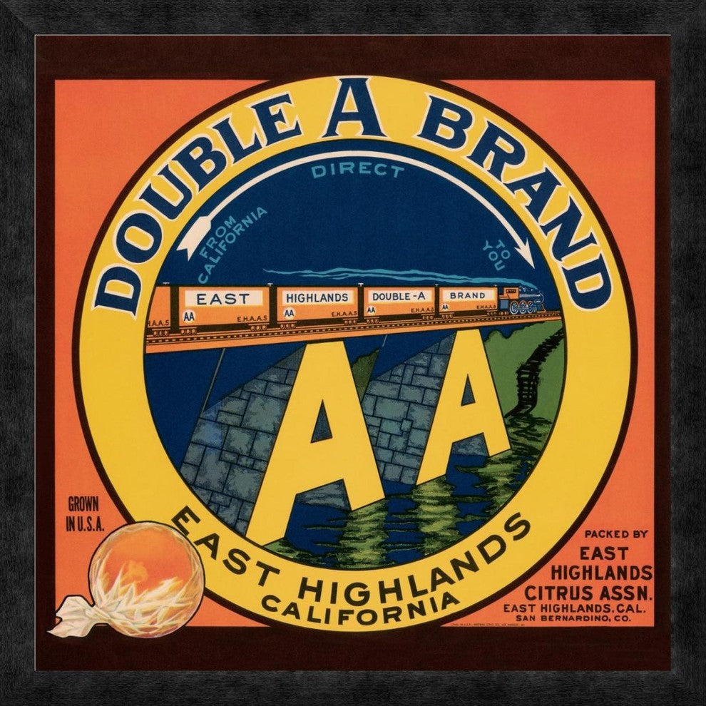"Double A Brand Oranges" Framed Canvas Giclee by Western Litho., 24x24"
