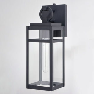 Hubbard 5-in W 1 Light Dusk to Dawn Black Outdoor Wall Lantern Clear Glass Shade