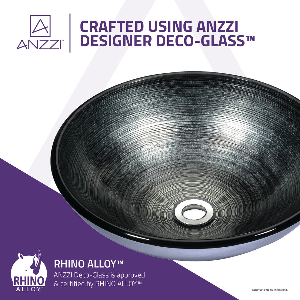 Stellar Series Deco-Glass Vessel Sink in Precious Storm