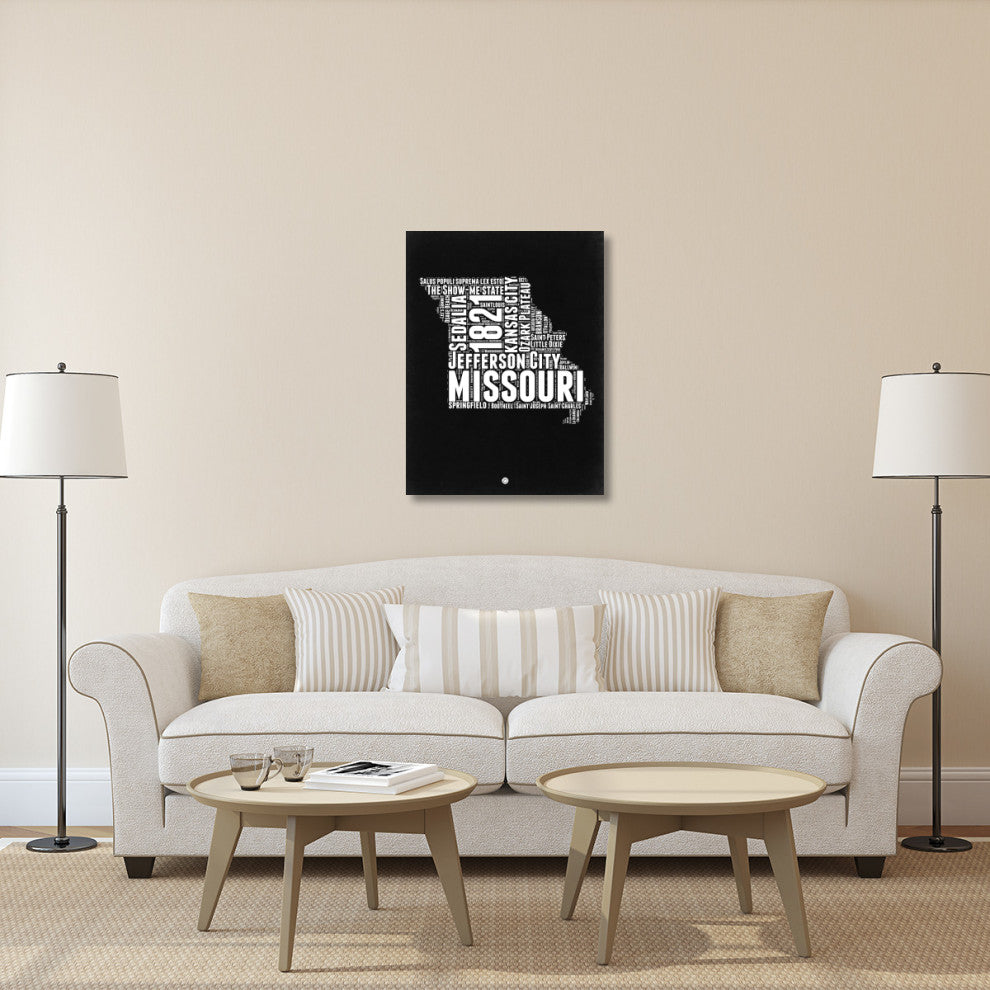 "Missouri Black and White Map" Fine Art Print