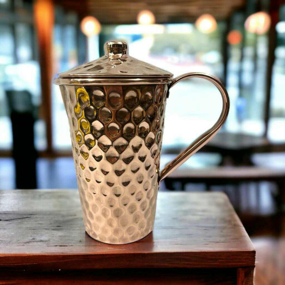 Set of 1 Hammered Copper Pitcher & 2 Tumblers